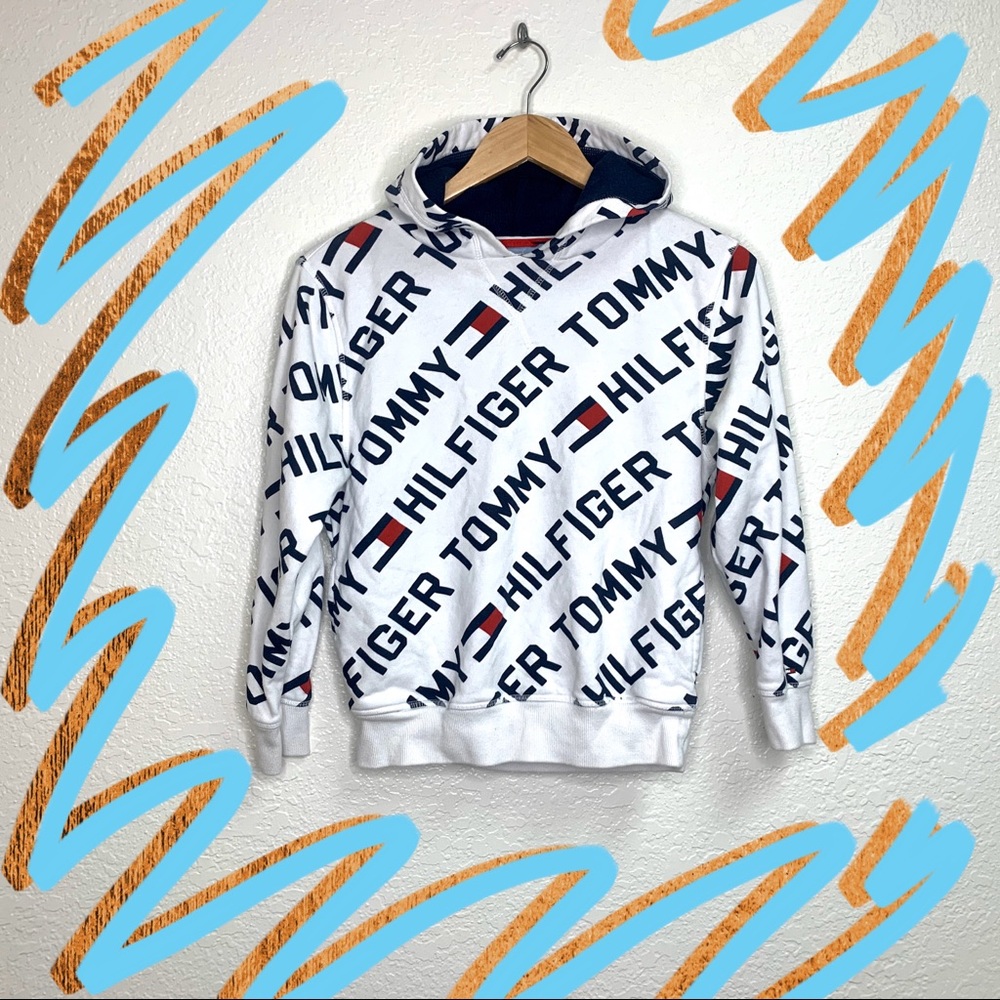 Tommy Hilfiger White Logo Print Kids Hoodie S 8-10